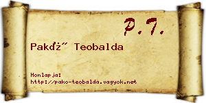 Pakó Teobalda névjegykártya